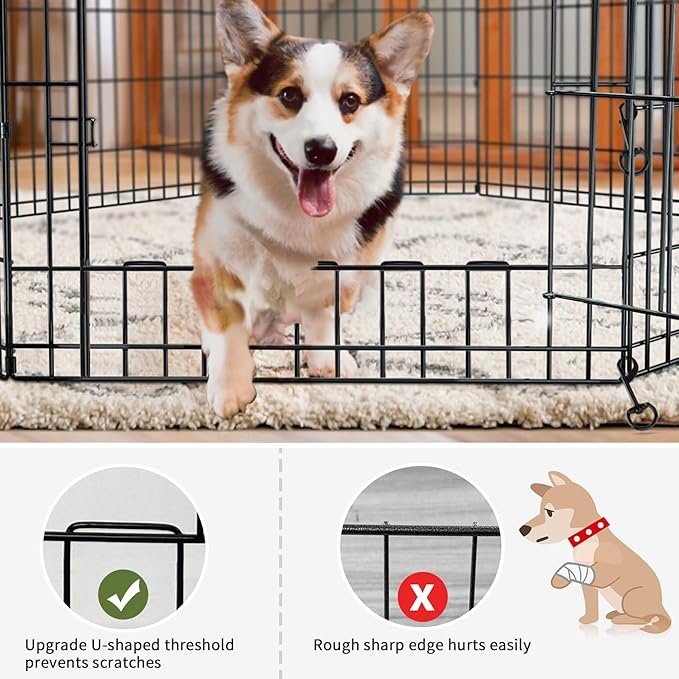 PETIME Foldable Metal Dog Exercise Pen/Pet Puppy Playpen Kennels Yard Fence Indoor/Outdoor 8 Panel 24" W x 36" H with Top Cover