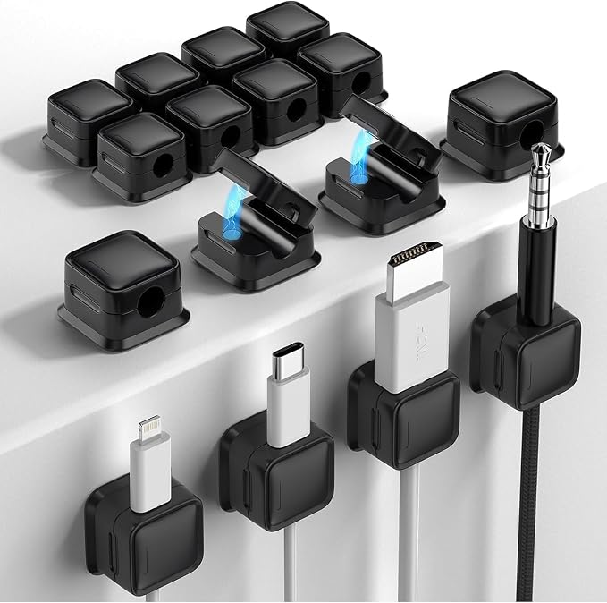 16 Pack Magnetic Cable Clips, Strong Adhesive Cord Organizer for Desk