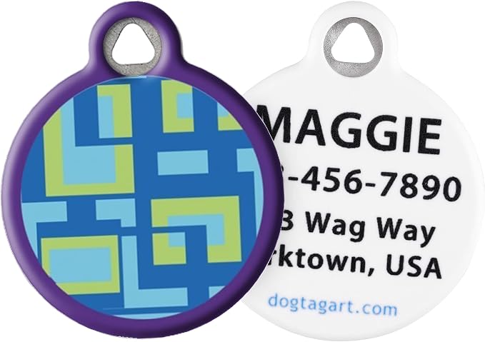 Lupine Pattern Sea Glass Custom Pet ID Tag for Dogs and Cats (Large) Lupine Brand Matching Tag, Complements Lupine Leash and Collar Patterns, Customizable Dog Tags