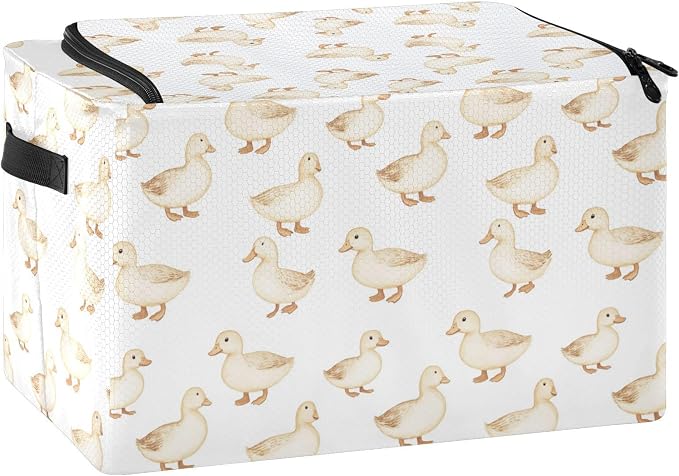 Cartoon Pet Duck Under Bed Storage Containers Clear Window Foldable Cube Storage Bins with Lids Two-way Zipper Bag Storage