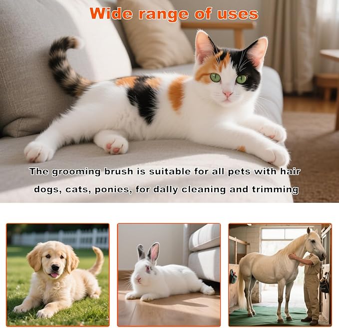 Deshedding Tool for Pets – Dog Grooming Tool for Shedding, Pet Hair Removal for Dogs, Cats, Rabbits & Horses, Good Grooming Tool for Easy Fur Removal