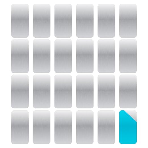 24pcs Adhesive Metal Plates for Magnetic Mounts, 2.36x1.18in Rectangular Iron Strips with Adhesive Backing for Magnets on Non-Steel Vents