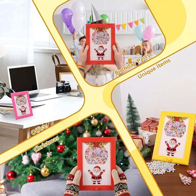 Candy Dispenser Picture Frame, Wall-Mount & Tabletop Gumball Machine with Multiple Designs for Candy, Nuts, Treats, Interactive Home and Office Decor (Christmas Boots, Red)