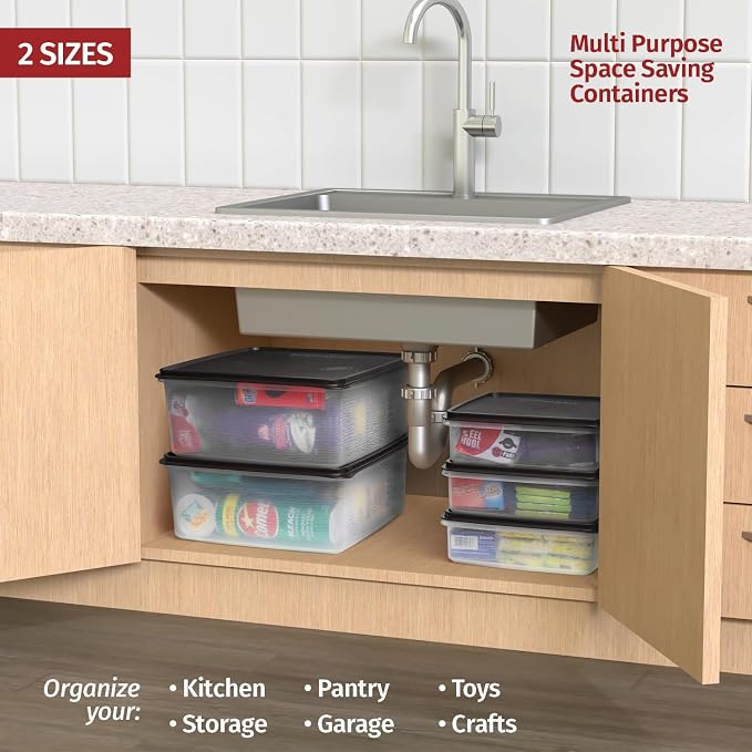 Plastic Storage Containers with Lids - 11L Storage Bins with Lids – Airtight Plastic Storage Bins for Food Storage, Pet Food, Rice– Stackable Clear Organizing Bins for Toy Storage, Garage, Pantry