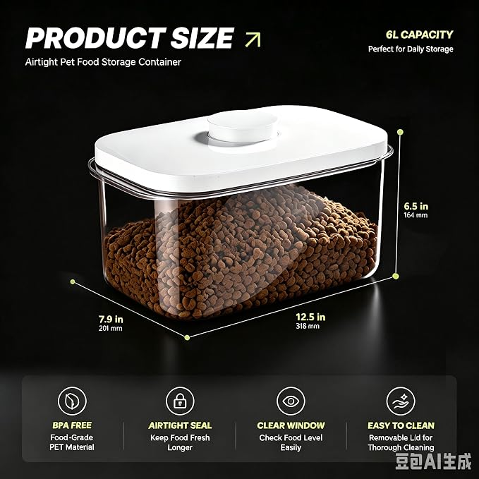 LivLab Mker 10lbs Dog Food Storage Containers With Lids & Cup | 5.6L/5.6KG/5-10LBS,BPA Free Airtight Storage Containers Store Dry Food For Kitchen Pantry
