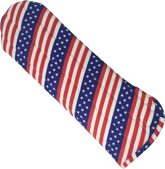 Case/Cover [Heat Resistant] for Curling Irons, Flat Irons or Straighteners, and Styling Irons, Silicone Coated Lining and Quilted Cotton Pouch for Travel, Gym, or Home [USA Flag]