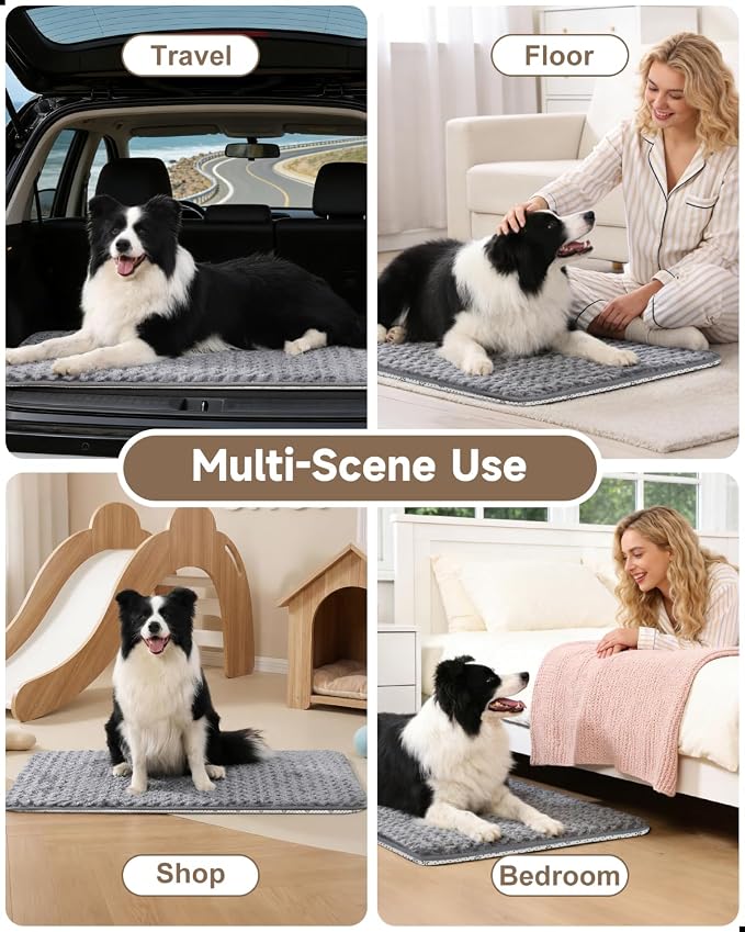 XXL Dog Bed for Crate Pad, High Resilience Foam Mat Bed, 47x29, Dark Grey | Kennel Mat Pet Bed for Large Dogs, Supportive, Non-slip Bottom, Lightweight & Portable, Washable, Suit for Travel, Trunk