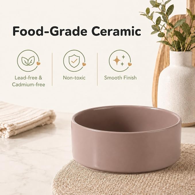 Havniva Ceramic Dog Bowls, Dog Food and Water Bowl Set, Dog Water Bowl | 8.3” Ceramic Dog Food Bowls with Non-Slip Rubber Base, Large Capacity, Dog Feeding Bowls for Large Dogs
