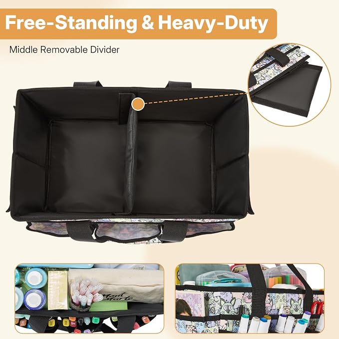 Craft Storage Organizer Tote Bag, Art Supply Caddy, Carrying Bag with Handle for Multi-Purpose Craft Organizers and Storage