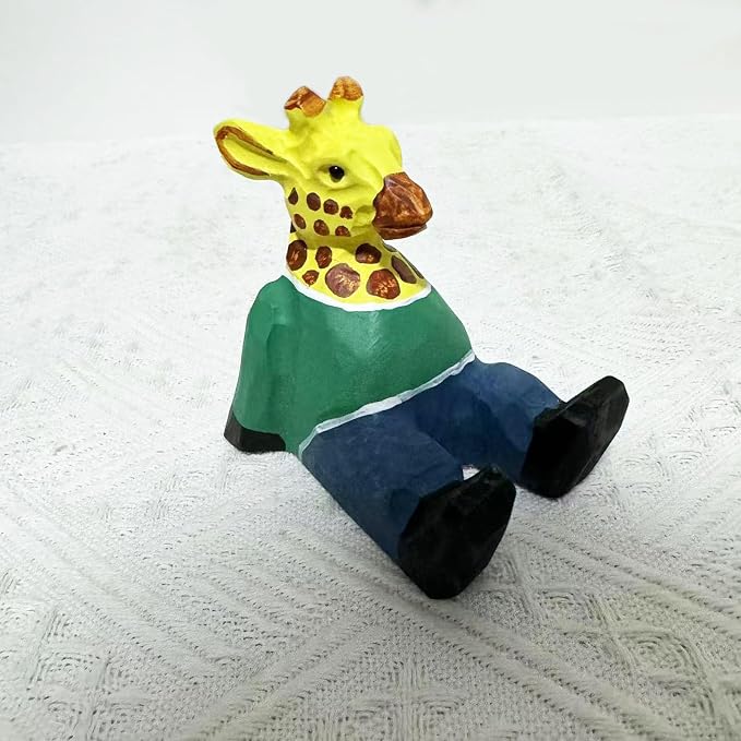 TANG SONG Wood Green-Clad Giraffe Phone Stand Cute Decoration Phone Stand for Tablets