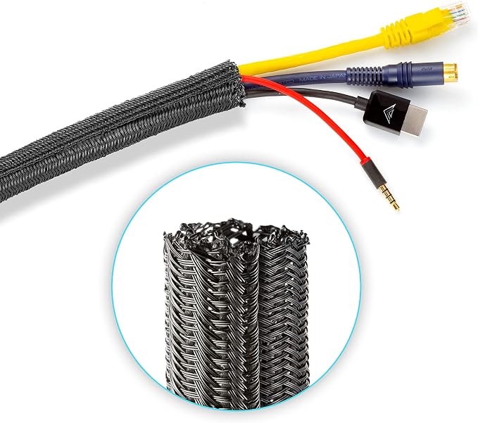 Maximm Cable Management Wire Loom 10ft 1/2 Inch Black Split Cord Protector