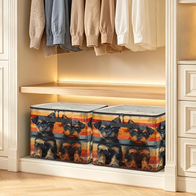 TropicalLife Puppy Dog Shoe Organizer for Closet | Foldable Shoe Storage Box Bin 16-32 Pair Shoe Storage for Sneakers, Boots & Heels with Adjustable Dividers, Clear Cover