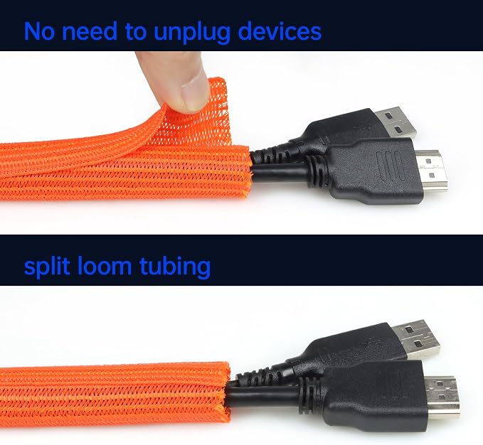 Cable Management, 16FT Wire Management Computer Cord Desk Organizer Protectors from Pets No Chew (Orange, 5mm-(3/16"))