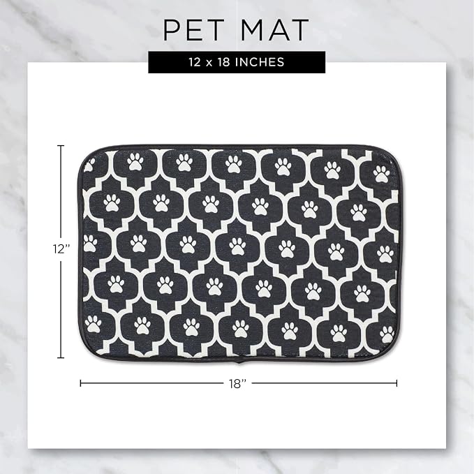 Bone Dry Machine Washable, Ultra Absorbent Pet Mat, 12x18, Stone/Off-White Lattice