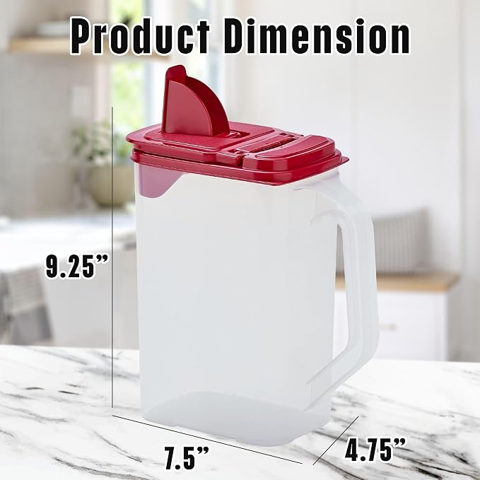 Buddeez Clear Pantry Storage Container, Dry Storage, 4 Quart, Red Lid | Clear container for easy visibility, Easy-grip handle, Easy-pour spout, For flour, sugar, cereal, rice and dry goods