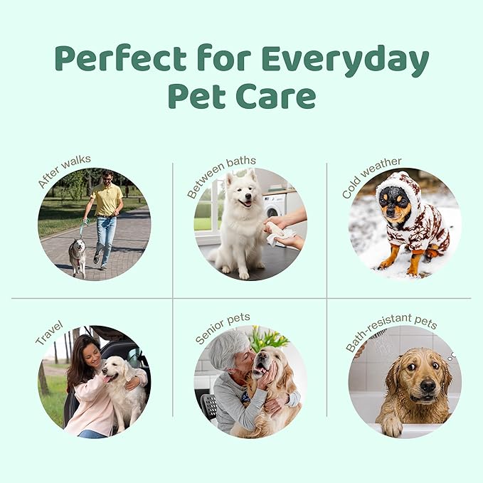 NAVZA® Dog Wipes for Dogs and Cats - Extra Large & Thick Pet Wipes, Moisture-Rich Hydrating Wipes, Hypoallergenic & Rinse-Free Wipes for Body, Face, Paws, Butt, Ears & Eyes - (7.87 x 7.87 in)