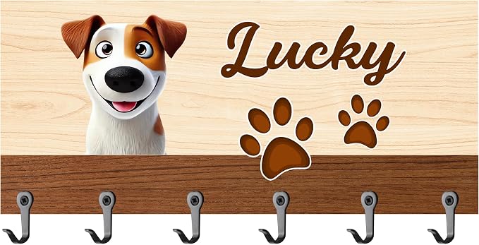 Personalized Dog Leash Holder for Wall, Custom 3D Dog Butt Leash Holder with Name, Hooks for Leashes, Keys, Collars, Christmas Birthdays Housewarming Gift for Pet Lovers (Style-5)