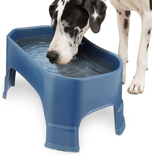 Neater Pet Brands Extra Large Water Bowl for Dogs, Elevated Outdoor Dog Water Bowl (2.25 Gallon XL Capacity), Big Trough Style Food Dish for Indoors or Outside, No Spill Large Dog Bowls, Dark Blue