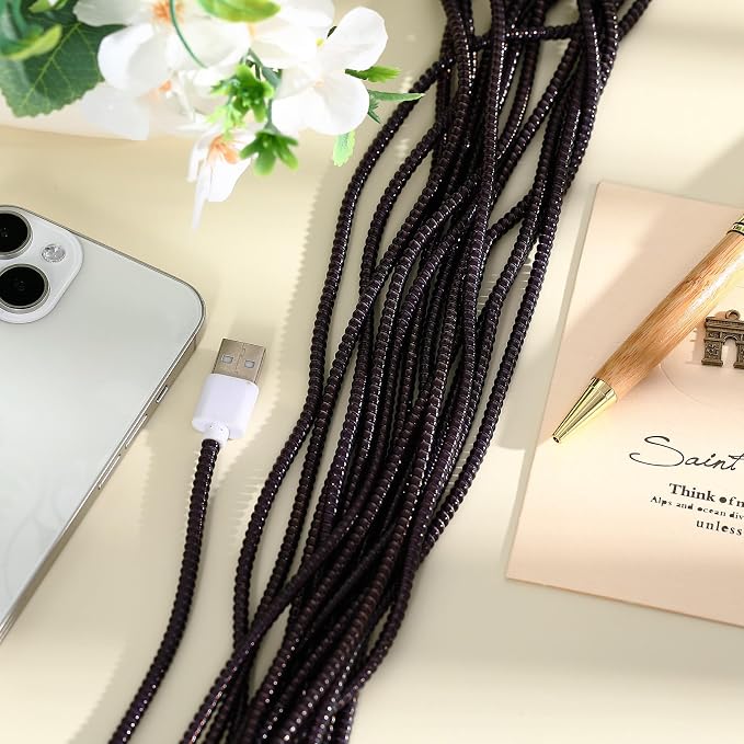 Frienda 10 Pcs Cord Protectors from Pets No Chew Spiral Cable Protector 43.3'' Phone Charger Cover Data Cable Protective Sleeve Chew Proof USB Wire Cover Stylish for Cat Dog Rabbit (Flash Black)