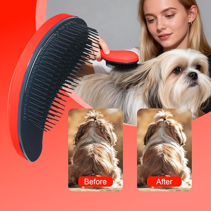 Small Dog Brush - Puppy Hair Brush- Grooming Tool for Teddy, Yorkies, Maltese, Shih Tzu, Chihuahua (Orange)