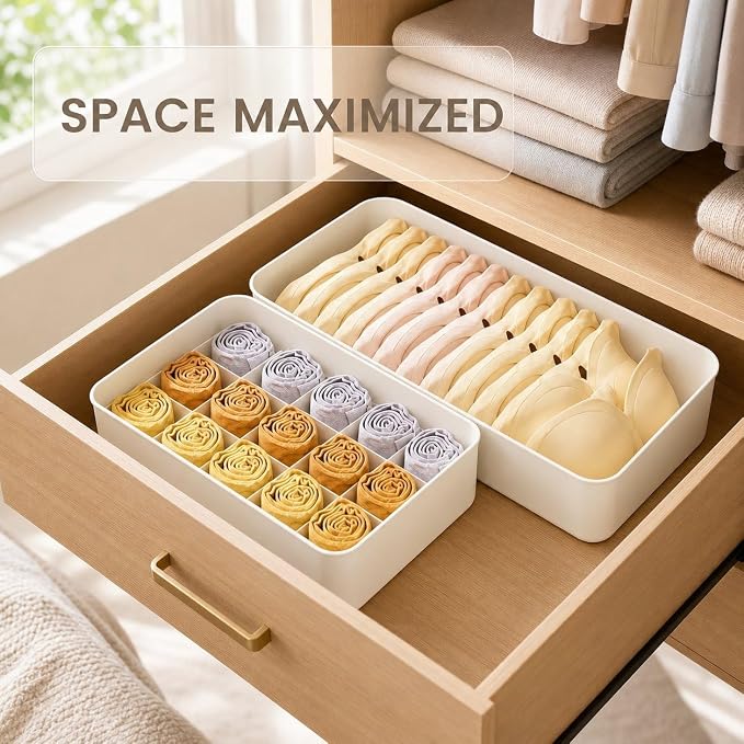Wardrobe Drawer Divider Organizer, Stackable Drawer Divider for Underwear and Socks, Bedroom Use