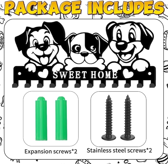 Personalized Dog-Themed Wall-Mounted Metal Key Holder, Suitable for Home Entryways, Living Rooms, Bedrooms, Kitchens, Bathrooms, Gardens and More