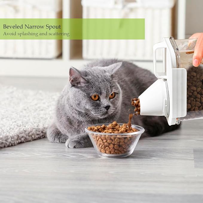 Cat Food Storage Container Small |3lb/2.5 L Clear Plastic Cat Food Treats Container Airtight with Measuring Cup|Portable Pet Food Containers Ideal for Travel| Easy Pour|BPA Free