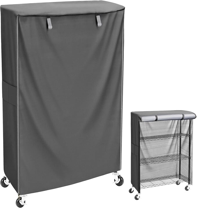 Wire Shelf Cover 36"x14"x54", Heavy Duty 600D Oxford Rack Cover with Zipper | Quick-access front opening, convenient side pockets, reinforced stitching, protective fabric design