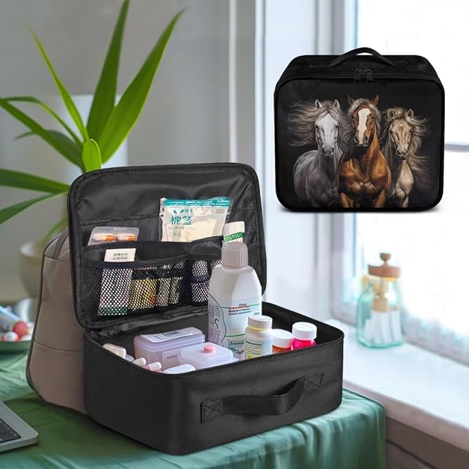 Rnyleeg Horse First Aid Kit Bag Portable First Aid Kits for Businesses Medium Emergency Medical Kit for Home Medicine Storage Bag
