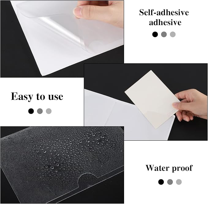 36 Pack Adhesive 4" x 6" Index Card Pockets Clear Plastic Labels Holders | PVC clear pockets, top opening, strong adhesive, fits bins shelves totes, for labels cards photos and organizing