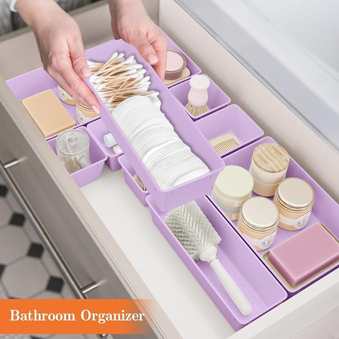SpaceHacks 25 PCS Plastic Drawer Organizer, 4-Size Versatile Organizer Trays & storage Bins
