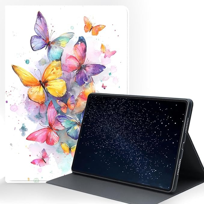 for Samsung Galaxy Tab S10 Plus 2024/S9 Plus/S9 FE Plus 5G 2023 12.4 Inch Tablet Protective Cover with Adjustable Stand and Magnetic Auto Wake/Sleep,Butterfly Watercolor