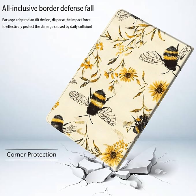 Bxgolkgd Tablet Case for Samsung Galaxy Tab S5e 10.5 Inch 2019,Shockproof Stand Cover with Heat Dissipation,Auto Wake/Sleep Function,Bumblebee Floral