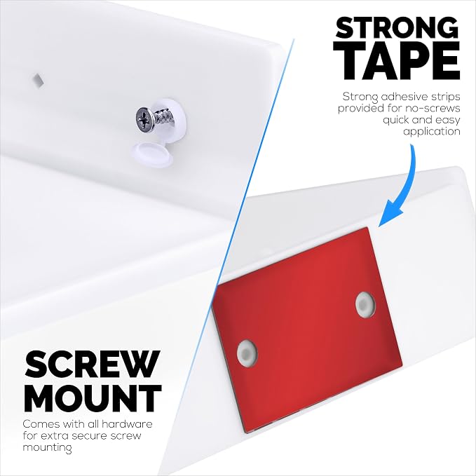 9" Small Corner Shelf Mount, Adhesive & Screw in, for Speakers, Cameras, Baby Monitors, Plants, Books Electronics, Collectibles & More, Floating Shelves (White) by Brainwavz