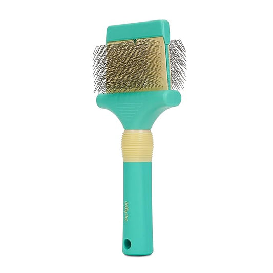 Jelly Pet Double Sided Slicker Brush, Longer Pin, Flexible Head, Fine/Coarse Sides, Removes Unwanted Tangles, Made in USA, Large, Teal