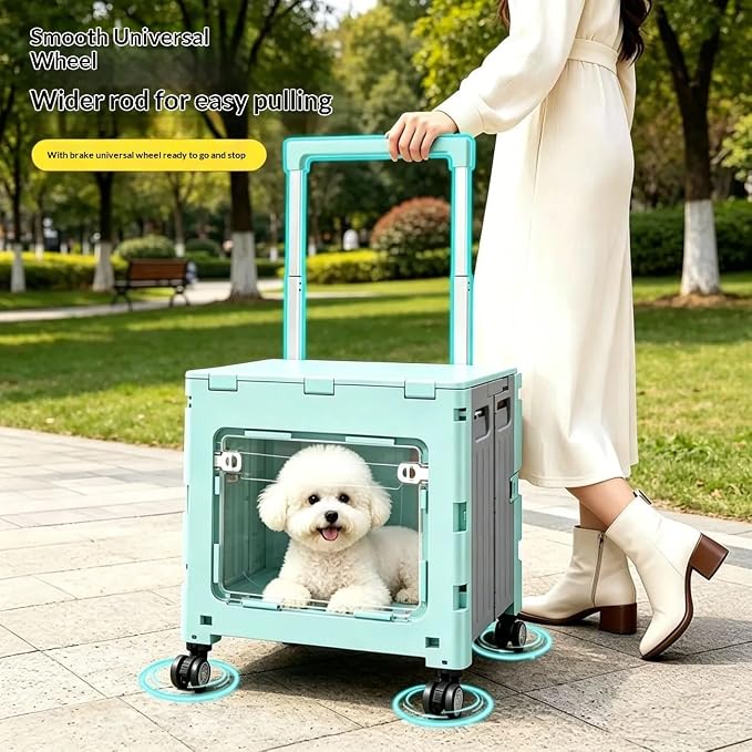 Foldable pet Shopping cart, 4-Wheel Enlarged Swivel Wheels, Large Capacity Aviation Box Shopping cart