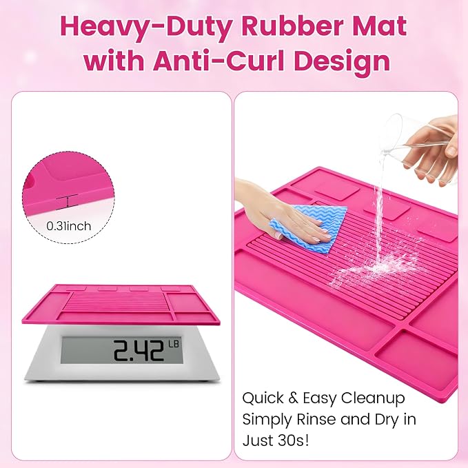 Magnetic Barber Mat for Clippers, Station Organizer with 4 Magnets | Silicone Material, Anti-Slip Surface, Heat-Resistant, Waterproof, Easy Clean, Tool Slots Design, For Barbershop & Salon