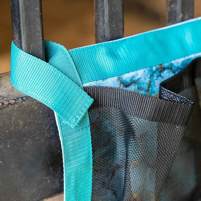 Jeffers Expression Trailer Door Horse Grooming Caddy, Easy Hang Portable Equestrian Organizer, Mesh Pockets, Zippered Compartment, Padded Pockets for Brushes, Water Bottle, Accessories - Bisbee Blue