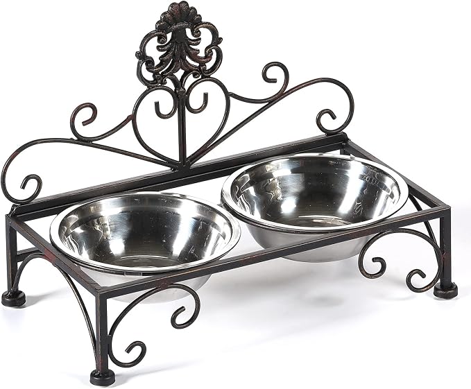 3.54" H Elevated Dog Bowls, Metal Raised Dog Bowl, Cats Bowls with Stand | Dog Bowls with Double Stainless Steel, Pet Feeder for Food and Water Lifted, Elevated Pets Bowl Holder