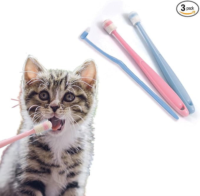 YMPEKA 3Pack Small Dog Toothbrush Cat Tooth Brush Brushing Kit pet Toothbrush Cat Dental Care,Deep Clean Acne Chin Treatment Suction Cup 360 Degree Silicone pet Toothbrush, for Cats Dogs