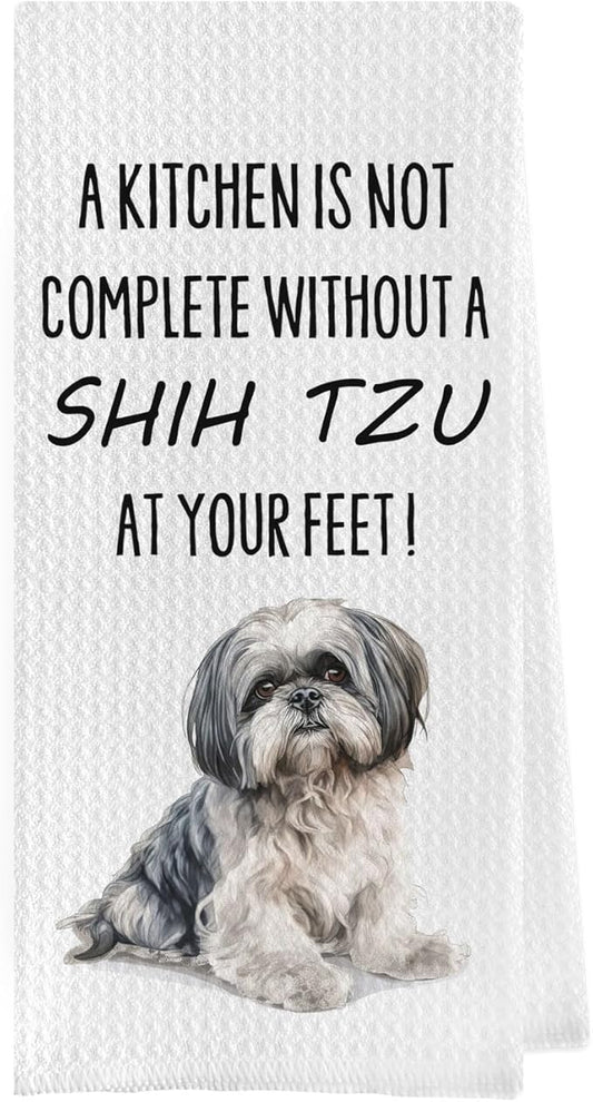 Shih Tzu Dish Towels - Funny Shih Tzu Decorative Waffle Weave Kitchen Towels, Shih Tzu Gifts Hand Tea Towels, Shih Tzu Gifts (16×24 Inches)