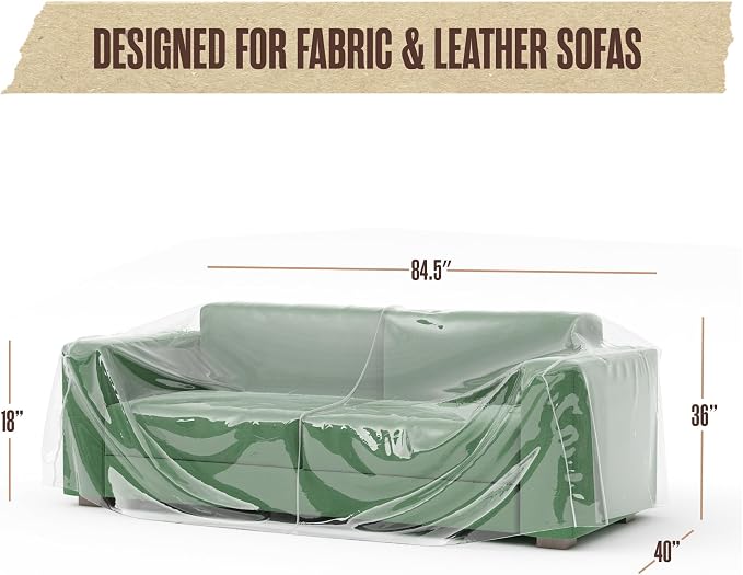 Plastic Couch Cover, Plastic Couch Covers for Pets, Cats, 84.5 x 40 x 36 in | Houseables Clear Sofa Protector for Moving, Loveseat Protector, Storage, Pets, Spills, Heavy Duty, Waterproof, Vinyl, Thick