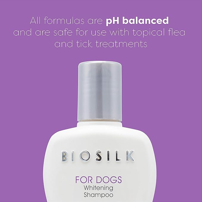 BioSilk Silk Therapy Whitening Dog Shampoo, Brightening Pet Shampoo with Silk Protein for White and Light Colored Coats, Enhances Shine and Softness, pH Balanced Dog Wash, 12 Fl Oz - 6 Pack