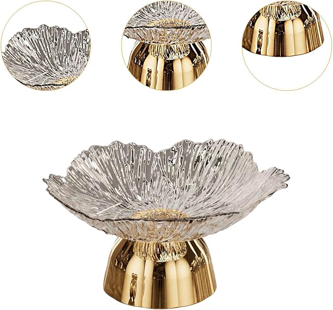 Decorative Pedestal Bowl Dish Holder Dessert Display Stand Decor Fruit Basket Serving Tray for Drawing Room Housewarming Gift, A White