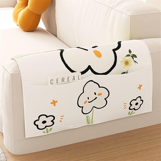 Anti-Slip Sofa Armrest Organizer Dustproof Couch Arm Covers with 3 Pockets Universal Non-Slip Arm Rest Covers for Sofa Waterproof Furniture Protector Arm Chair Covers(80*115cm (with three pocket