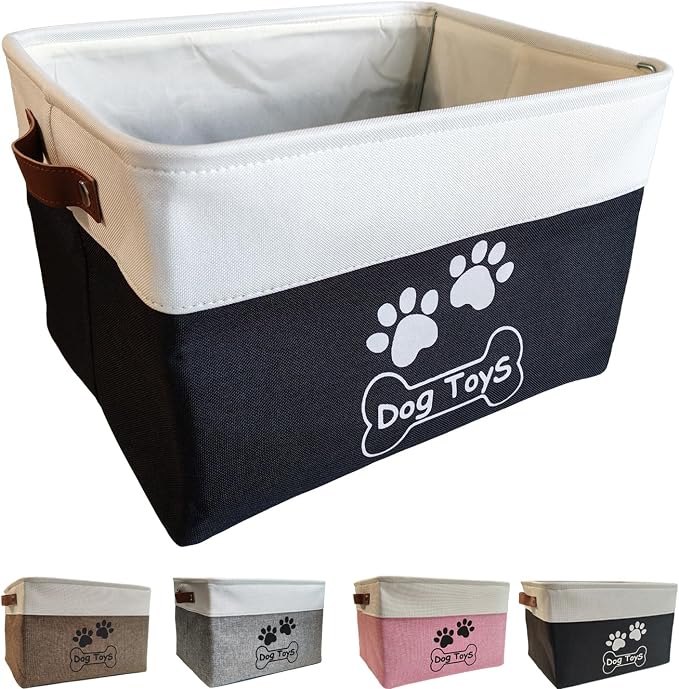 Collapsible Dog Toy Basket Foldable Dog Toy Box Bin for Pet Chew Toys Accessory
