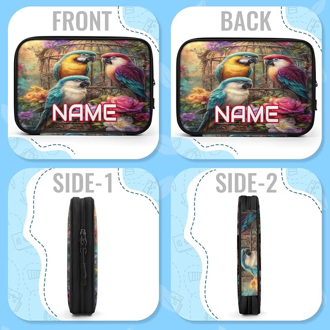 Custom Electronics Organizer Roses Garden Parrots Travel Cable Pouch Large Tech Accessories Case Waterproof Cord Storage Bag for Power Bank Charger Phone Earphone