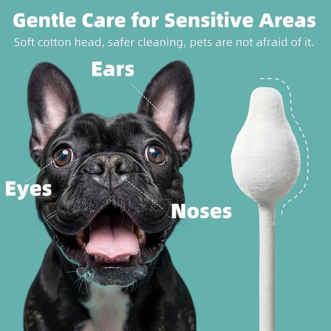 MEDUWEDU 2-Pack Dog Ear Cleaning Cotton Swabs, More Reliable, Safer to Care for Pet Ears, Prevent Accidental Injuries, Suitable for Medium and Large Dogs, Dog Ear Cleaning Kit, L Size, 110 PCS