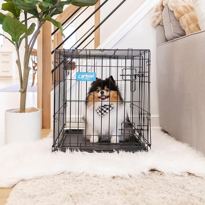 Carlson Pet Products SECURE AND FOLDABLE Single Door Metal Dog Crate, Small, 24.0"L x 18.0"W x 19.0"H