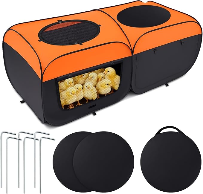 LemonRoad 73 Inch Large Chicken Brooder Box for Chick Starter Kit, Holds up to 30-40 Chicks, Upgrade Dual Door, Top Shading Design, Chick Brooder Pen/playpen/Baby Chicken, Bottom Non-Detachable